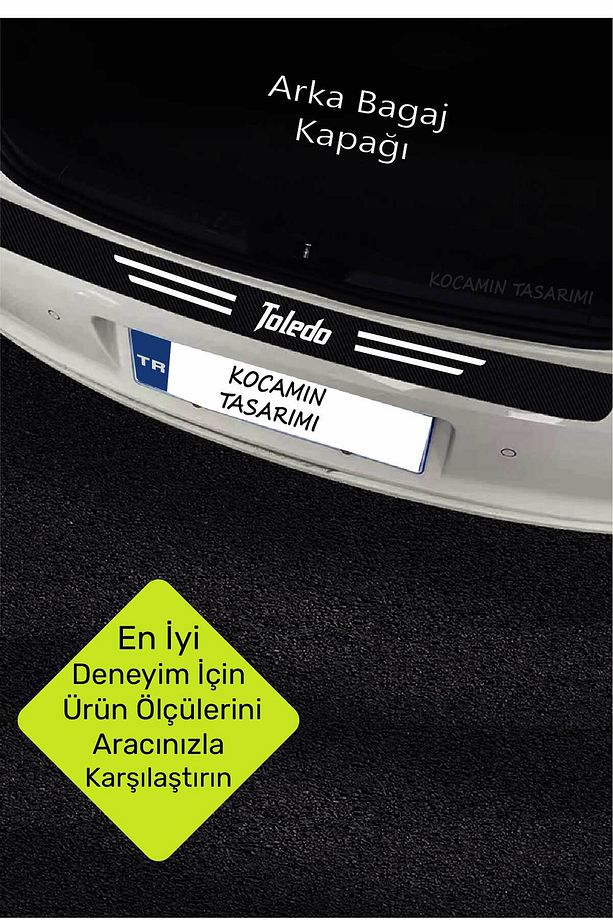 Seat Toledo Karbon Kapı Bagaj Eşik Koruyucu Folyo Seti Şık ve Çizik Koruyucu Toledo Yazılı - 4
