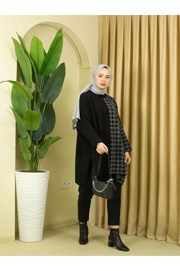 triko kaz ayağı panço tunik - 2