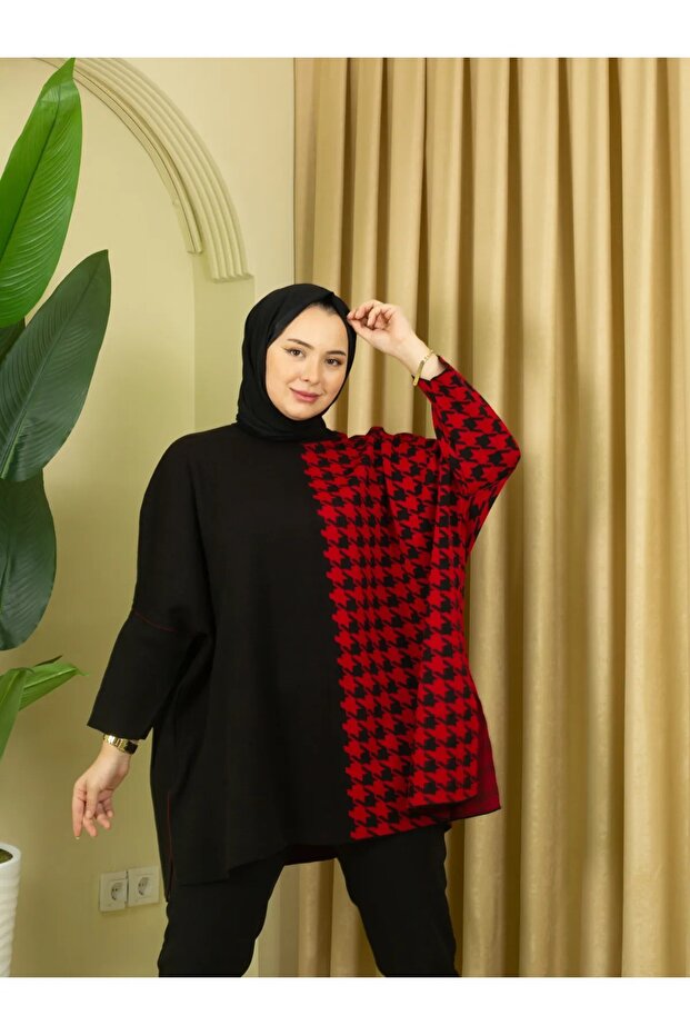 triko kaz ayağı panço tunik - 6