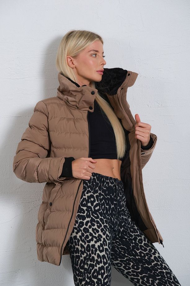 Vizon Çıkabilir Suni Kürklü Kapüşon, Su Iticili Kumaş, Kadın Anorak Mikro Mont Kaban @jasmin - 7
