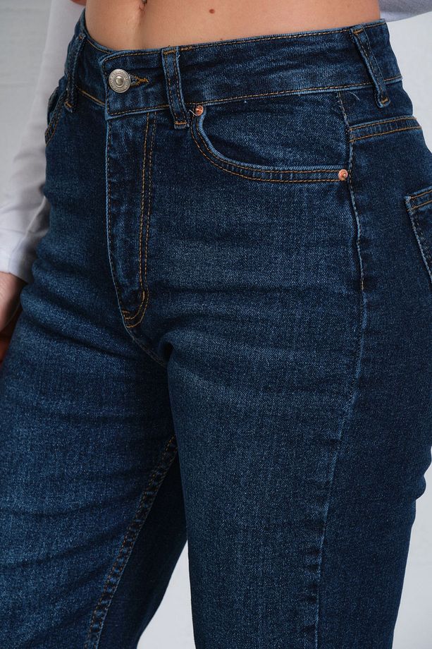 Mavi Yüksek Bel Kot, Ispanyol Paça Esnek Denim Kumaş Kadın Fit And Flare Jean Pantolon @flares - 5