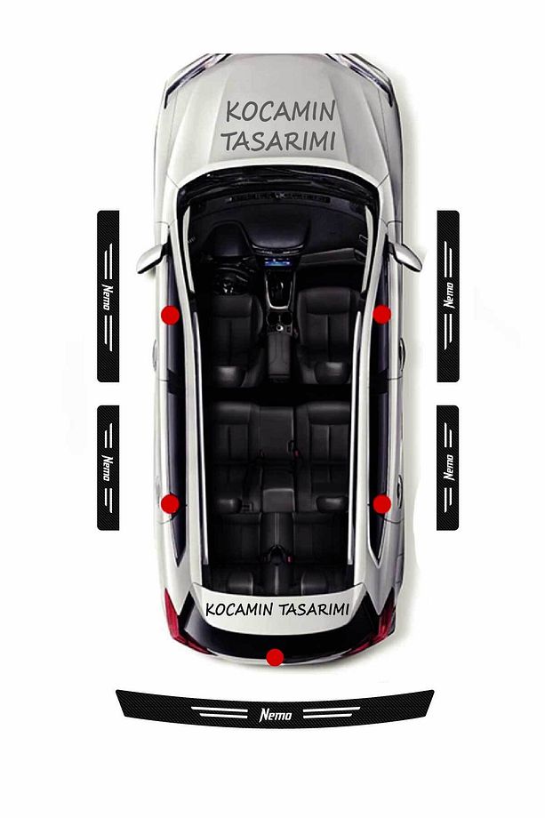 Citroen Nemo Kapı ve Bagaj Eşiği Koruyucu Set Karbon Folyo Çizik Engelleyici Nemo Yazılı - 3