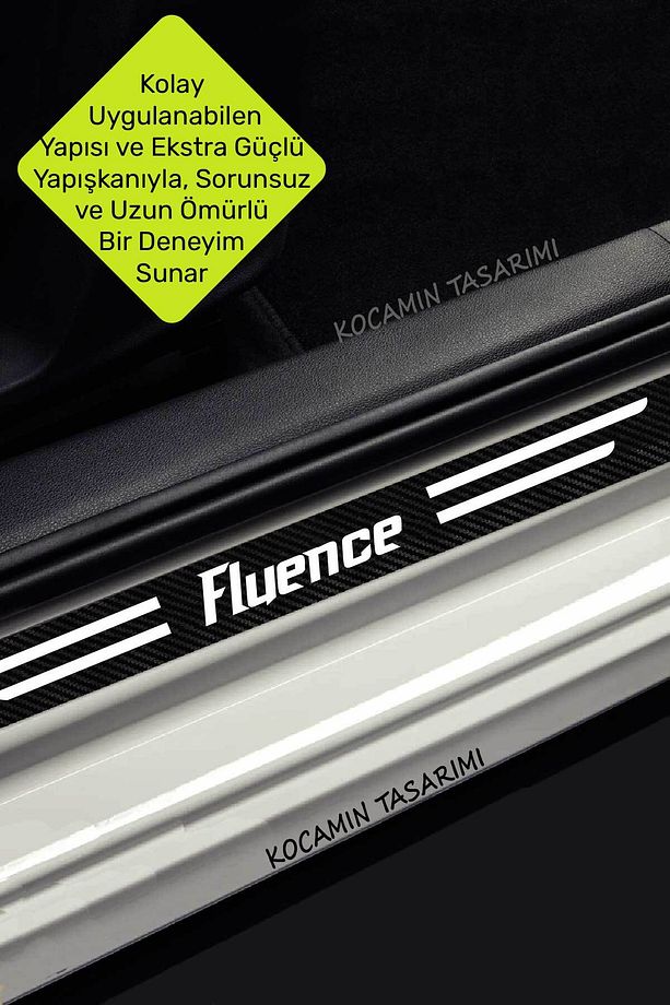 Renault Fluence Çizilmeye Dayanıklı Karbon Kapı Bagaj Eşik Koruma Seti Folyo Sticker Fluence Yazılı - 5