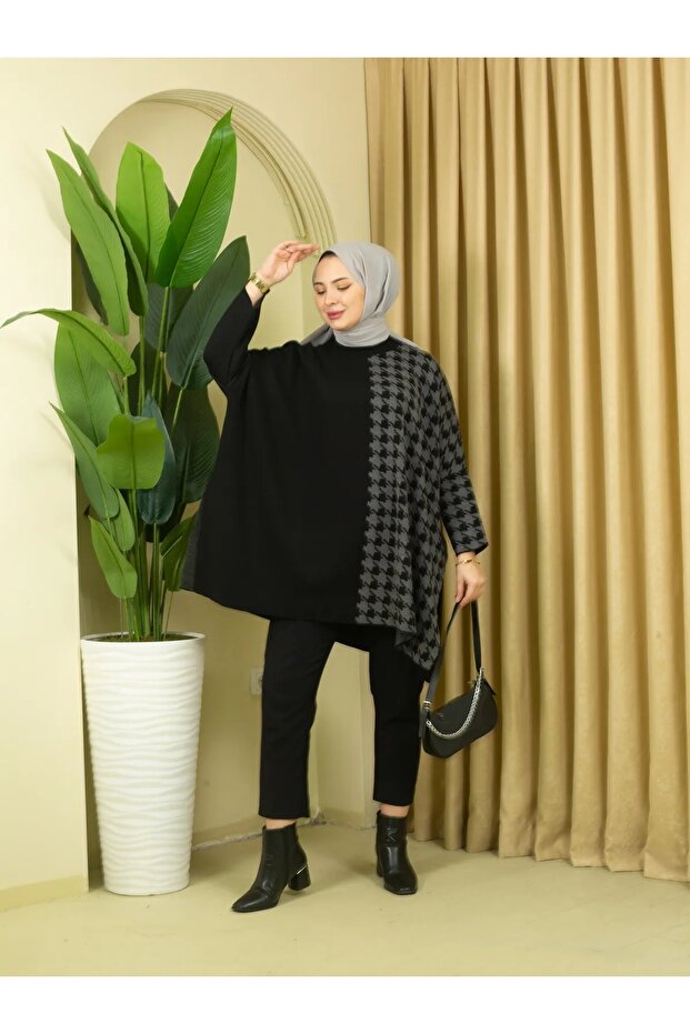 triko kaz ayağı panço tunik - 4