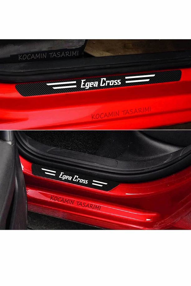 Fiat Egea Cross Kapı ve Bagaj Eşiği Koruyucu Set Karbon Folyo Çizik Engelleyici Egea Cross Yazılı - 6