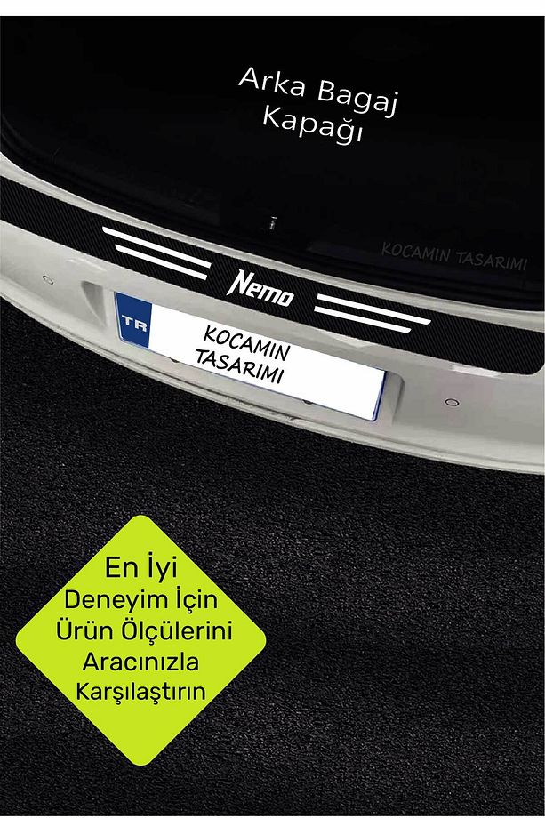 Citroen Nemo Kapı ve Bagaj Eşiği Koruyucu Set Karbon Folyo Çizik Engelleyici Nemo Yazılı - 4