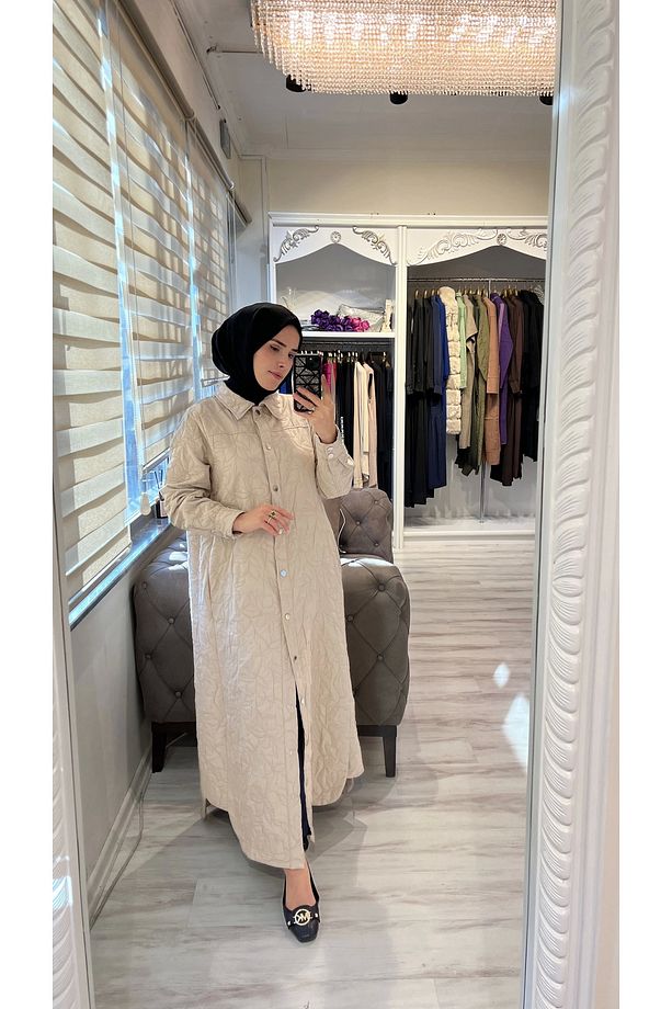 İNVEE 7039 Kapitone Kap - Bej - 4