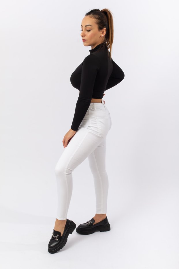 White Color Xs-xl Size Super Skinny High Waist Leggings Trousers