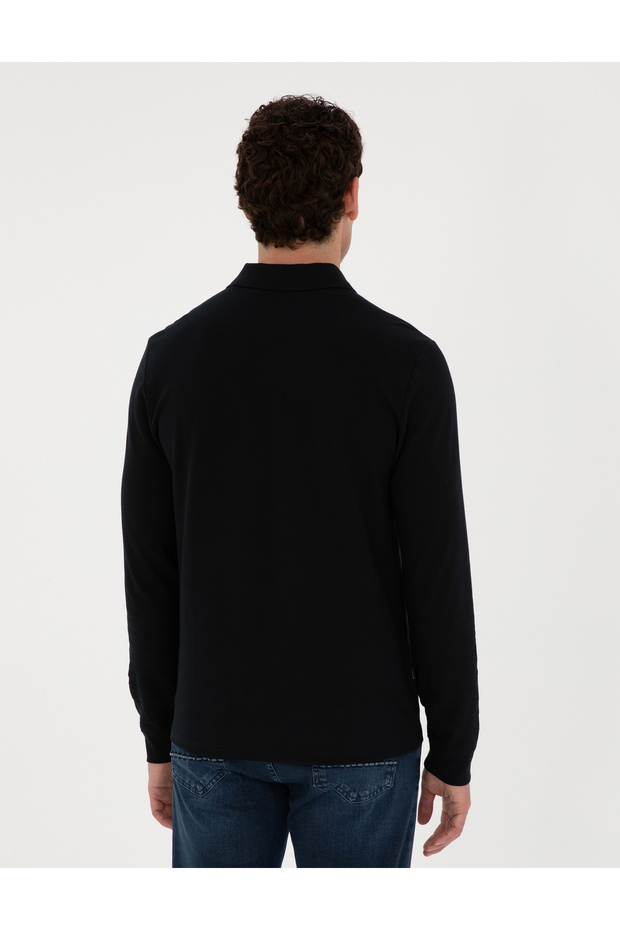 Siyah Slim Fit Basic Sweatshirt 50294438-VR046 - 5