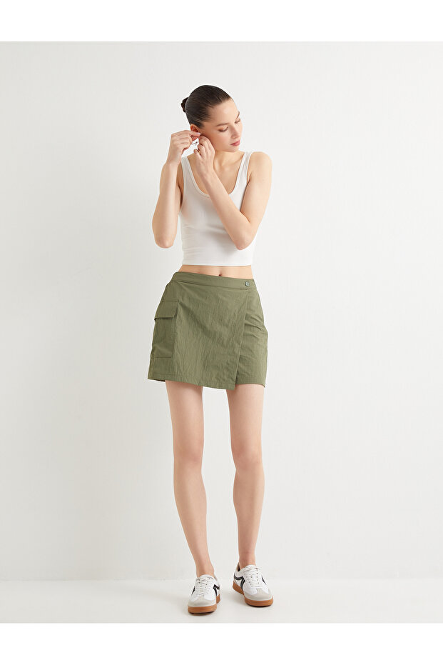 Shorts Skirt with Cargo Pocket Parachute Fabric