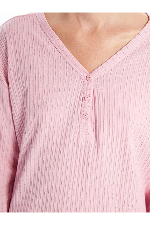 LCW DREAM Pembe V Yaka Kadın Pijama Takımı - 3