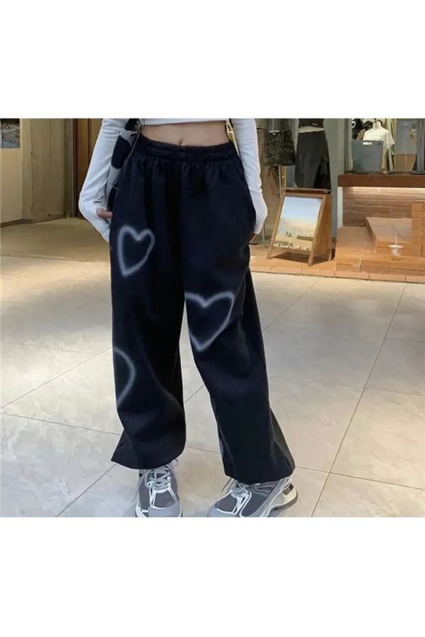 Streetwear Harajuku Heart Patterned Oversize Unisex Sweatpants