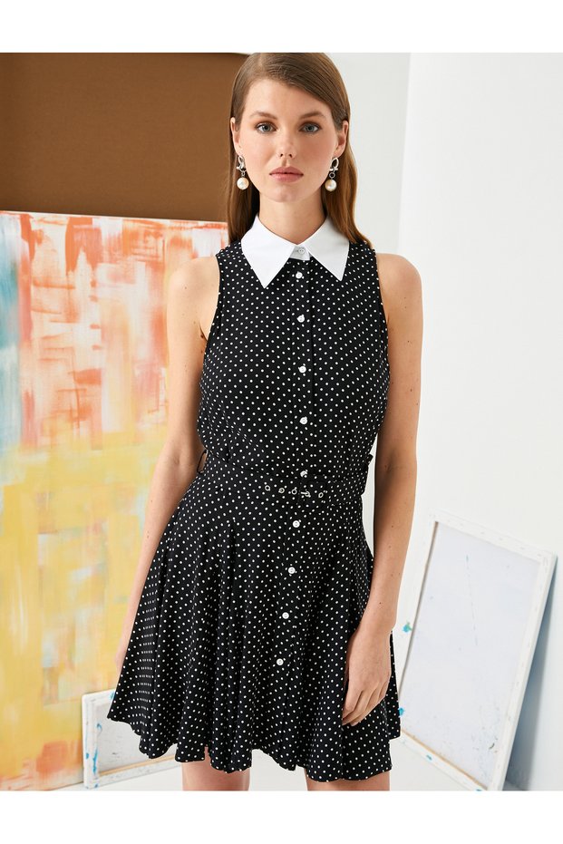 Black Patterned Women's Dress - 4sak80104uw