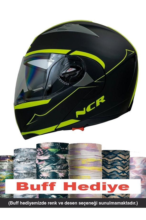 Çene Açılır Kask Sarı Siyah Ece Belgeli - 1