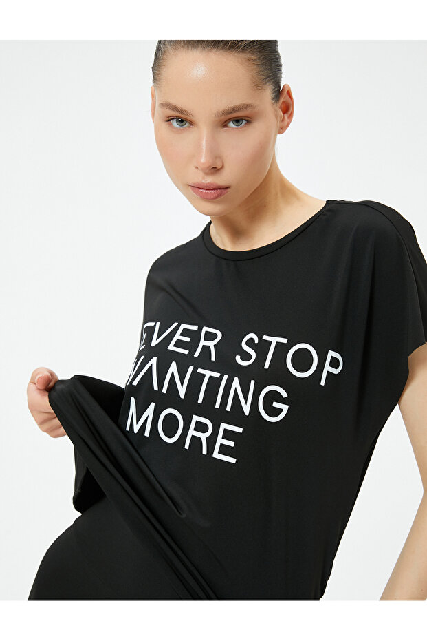 Sports Long Sleeveless T-Shirt Slogan Themed Printed Crew Neck Comfortable Fit
