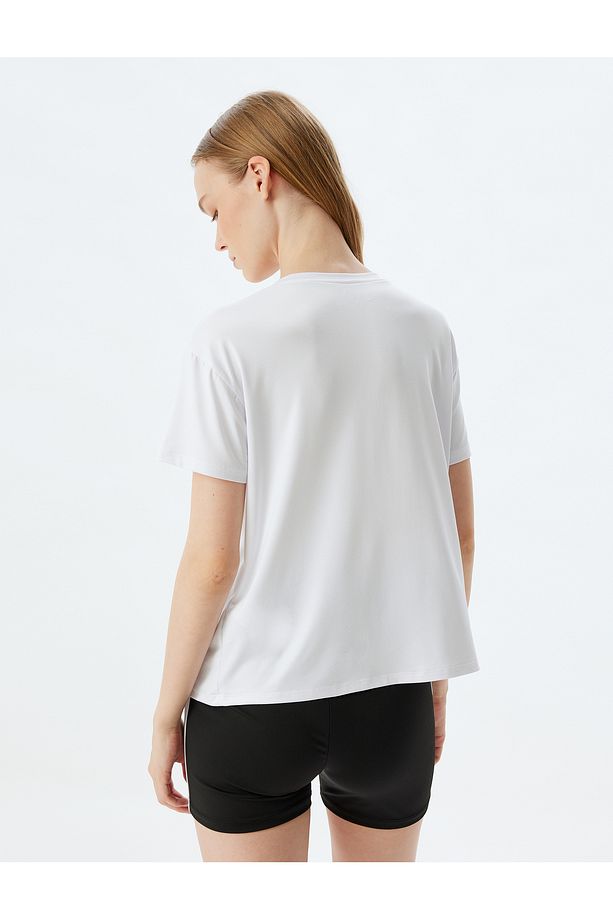 Oversize Spor Tişört Basic Bisiklet Yaka Kısa Kollu - 4