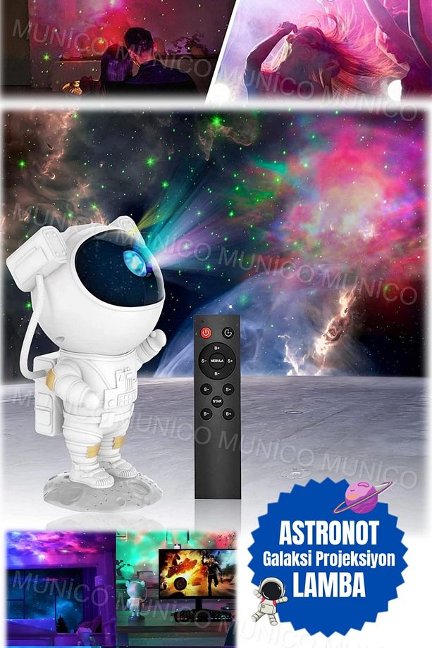 Yeni Astronot Galaxy Yıldız Projektör Yıldızlı Gece Lambası Bulutsusu Galaxy Uzay Projektörü Yıldız - 4