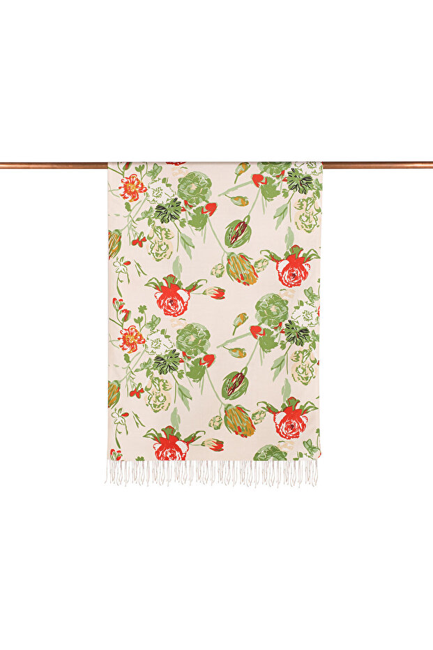 شال حريري منقوش - نمط جوكسو سيفا - أبيض - 2