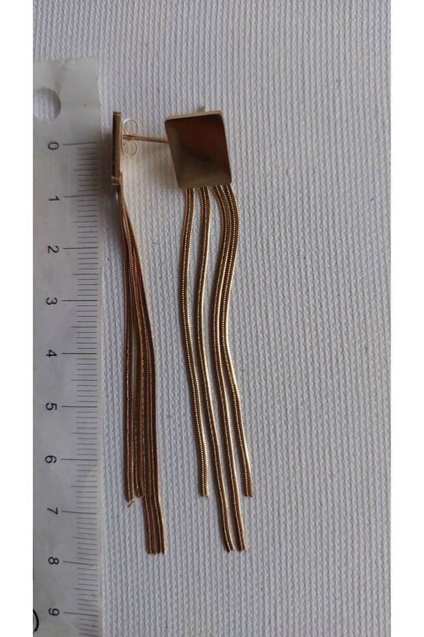 أقراط متدلية ذهبية مستطيلة - 6