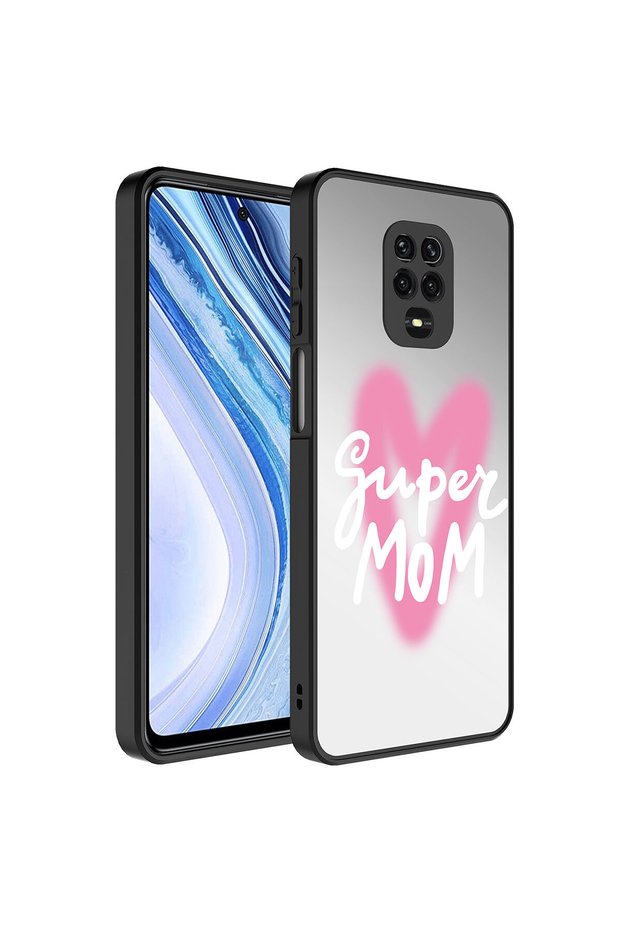 غطاء مرآة متوافق مع هاتف Xiaomi Redmi Note 9S، غطاء لامع مع حماية للكاميرا