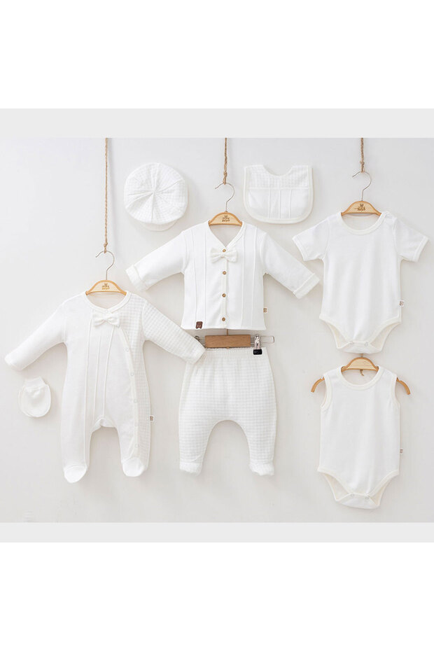 Minizeyn 0-3 Months Male Newborn Ribbed 8-Piece Hospital Release Bodysuit Set
