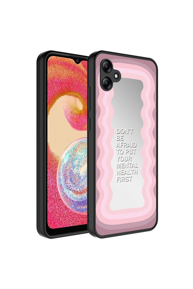 Compatible Case Mirror Cover for Galaxy A04E Case Mirror Cover with Mirror Pattern Camera Protection Glossy