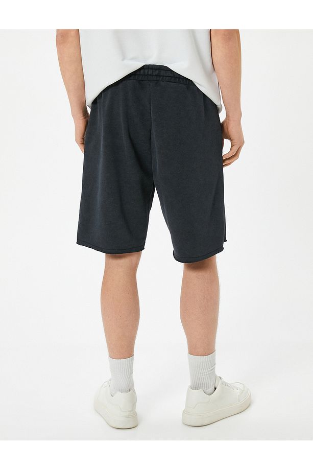 Oversize Şort Bermuda Yıkamalı Beli Bağcıklı Cepli - 4