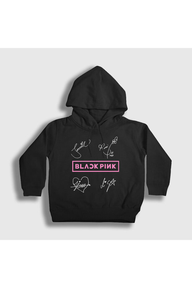 Unisex Kids Black Signs Blackpink Hooded Sweatshirt 19639tt