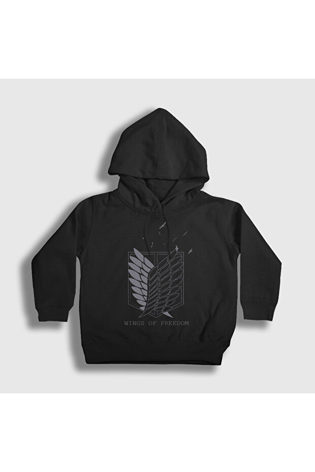 Unisex Kids Black Survey Anime Attack on Titan Hooded Sweatshirt 124890Tt