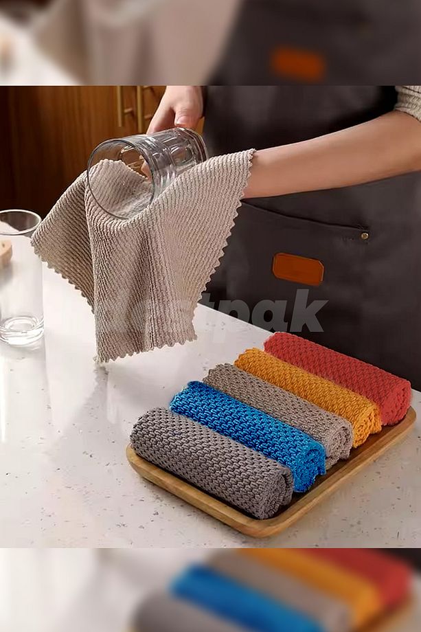 5 ADET Ultra Kaliteli İz Bırakmayan Mikrofiber Bez - Her Yüzeye Uygun - Mutfak Bezi - Tezgah Bezi - 1