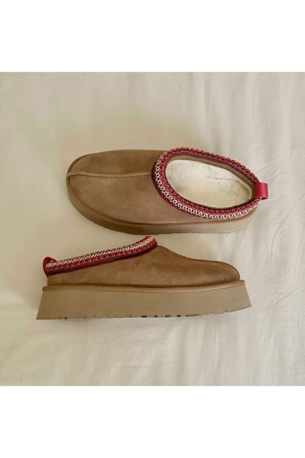 Bibury Kürklü Sabo Kadın Terlik - Taba - 4