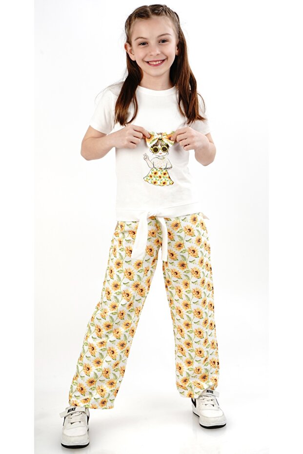 2/9 Years Old Sunflower Printed Bow Set - Set of 2