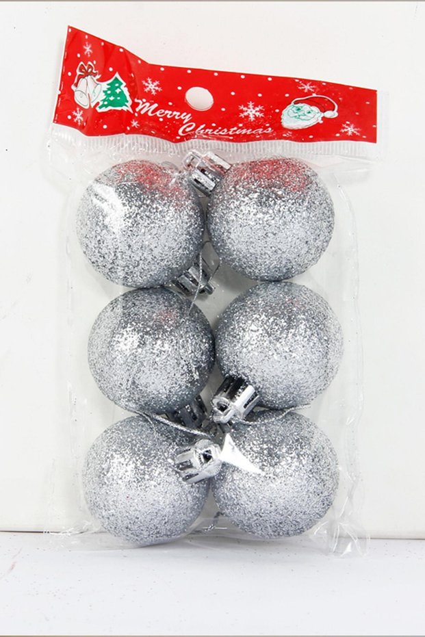 Christmas Tree Ornament Silvery Silver Color Ball 5 cm 6 Pieces
