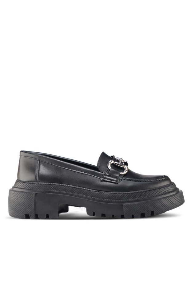 Loafer Shoes Black Women's Stylish Style 5cm High Thick Sole Shoes
