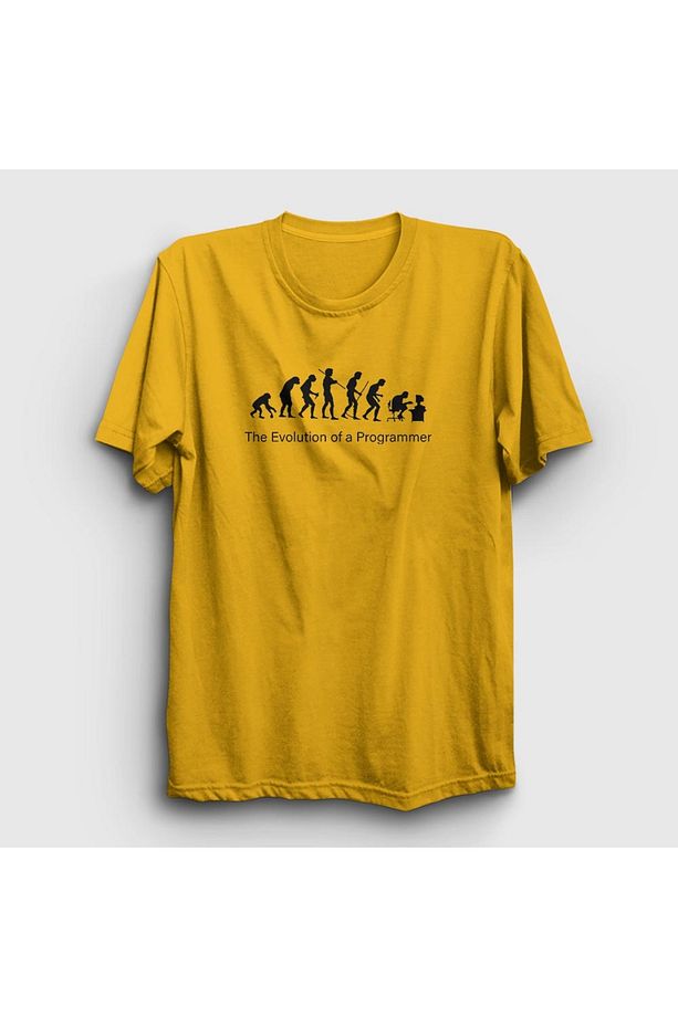 Unisex Sarı Evolution Evrim Developer Yazılımcı T-shirt 332793tt - 1