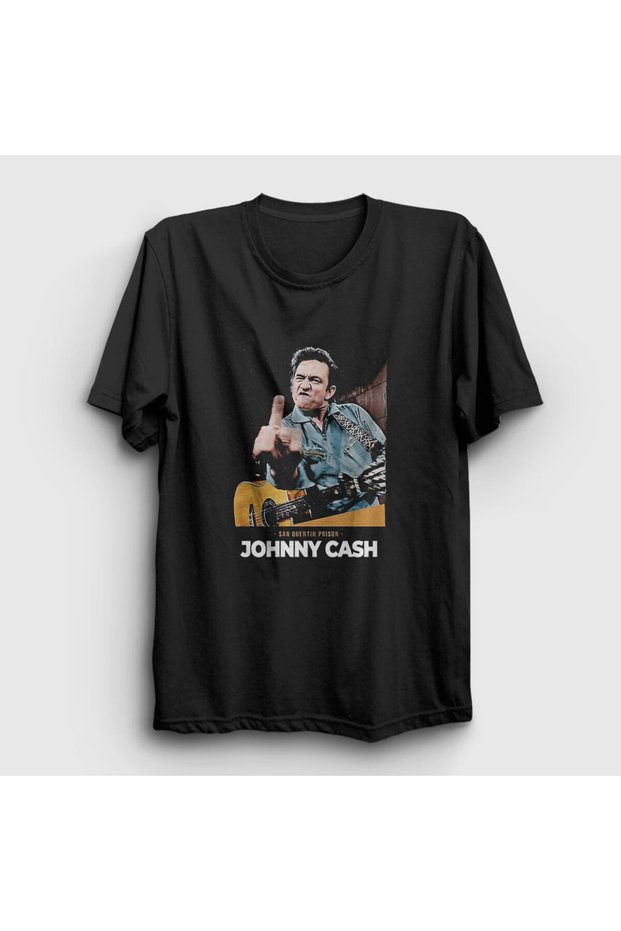 Unisex Black San Quentin Johnny Cash T-Shirt 3387Zw