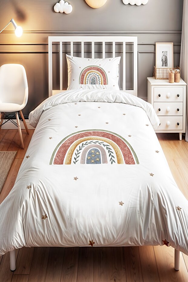 Bohemian Floral Rainbow Patterned Single Baby Kids Duvet Cover Set