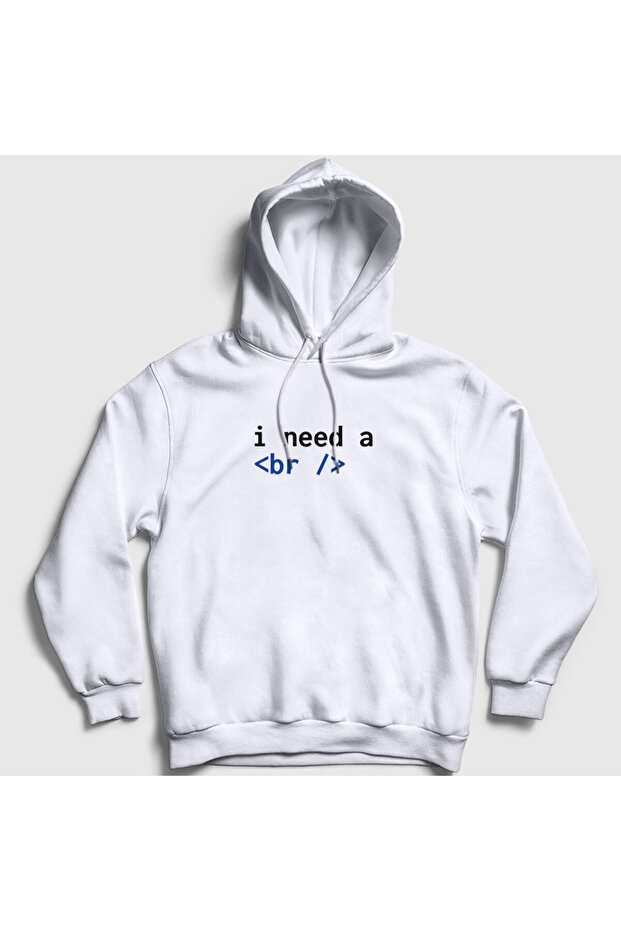 Унісекс Білий Need A Break Html Developer Програміст Світшот з капюшоном 361560tt - 1