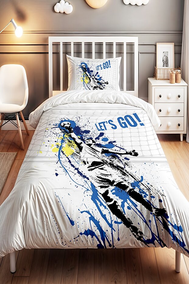 Mavi Kaleci Desenli Tek Kişilik Bebek Çocuk Nevresim Seti - 1