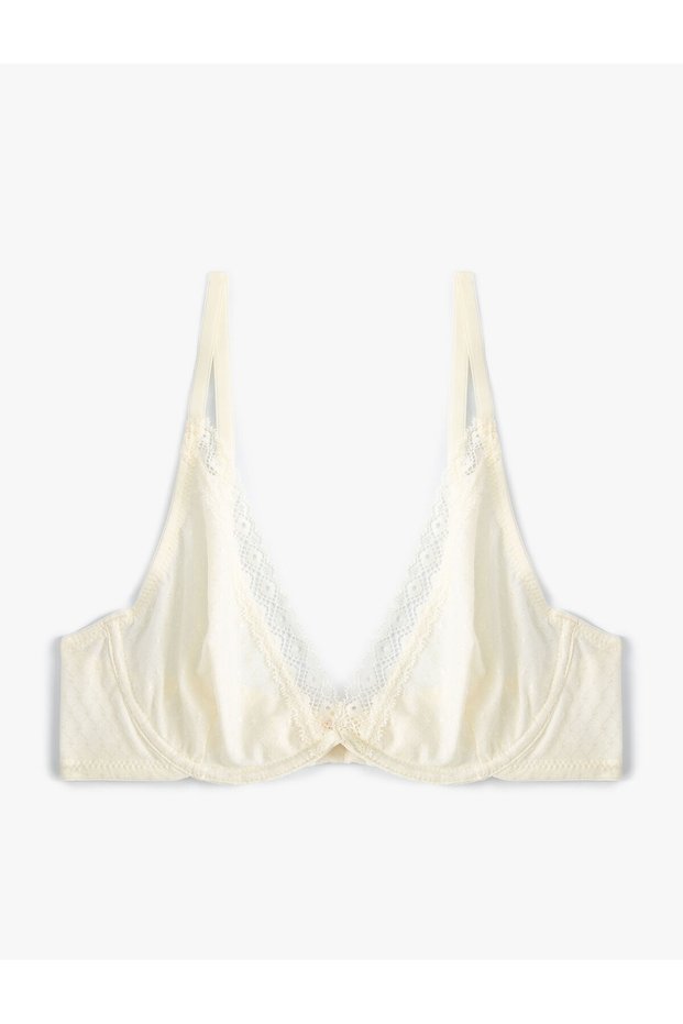 Underwire Unpadded Bra with Lace Detail