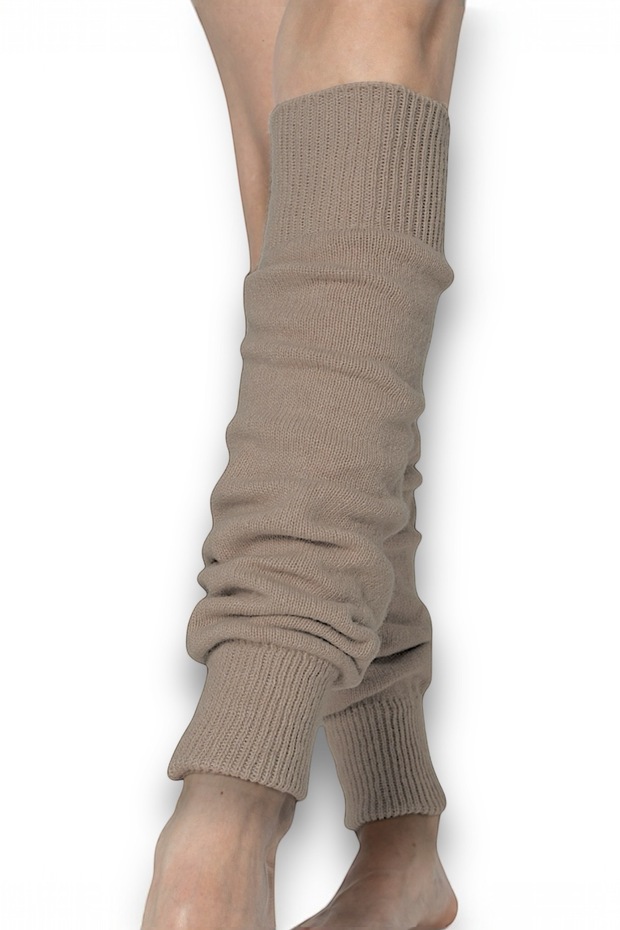 Natural Wool Leggings Beige Winter Women Knee Pad Thick Footless over Knee Socks