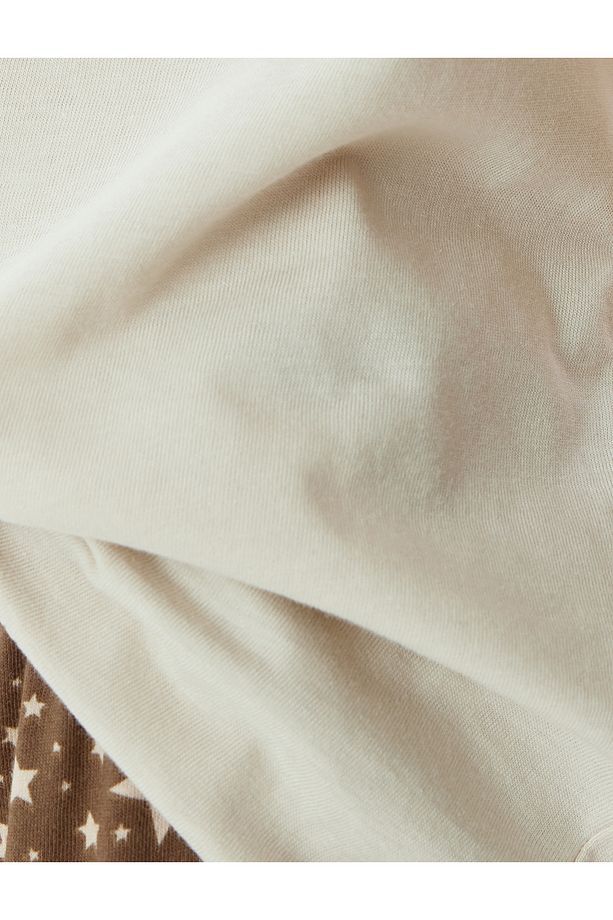 Örgü Pijama Takımı Baskılı Kısa Kollu Tişört ve Alt - 6