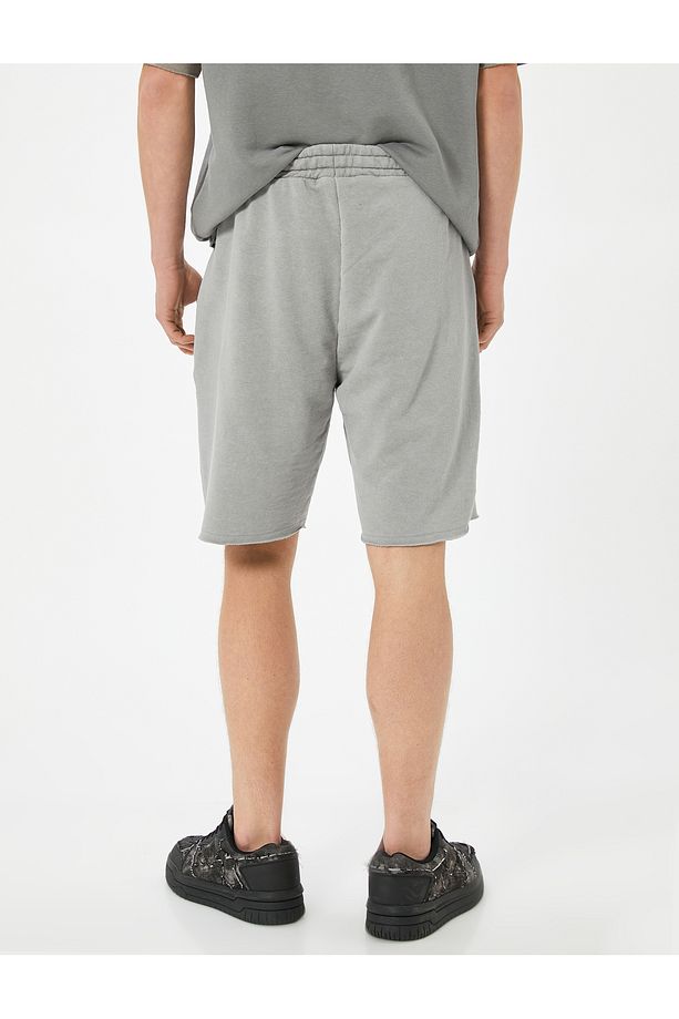 Oversize Şort Bermuda Yıkamalı Beli Bağcıklı Cepli - 4