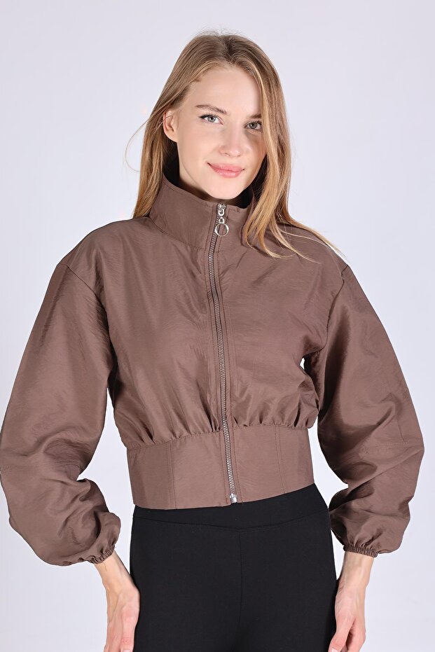 سترة قصيرة باللون البني موديل 4296A - بسحاب أمامي - 4