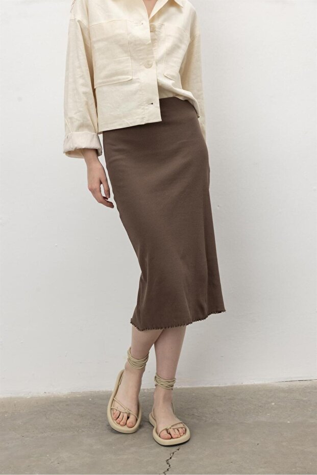 Women's Brown Frilly Camisole Skirt
