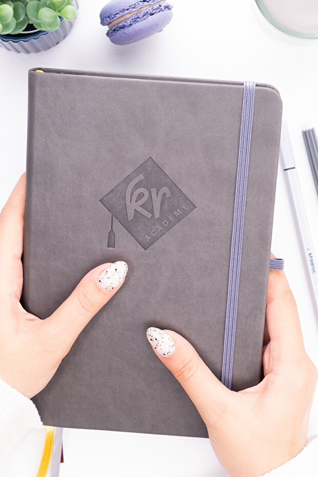 Kr Academy English Timeless Planner Agenda - Gray (Mini Notepad + Sticker Gift)