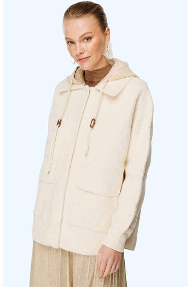 ÇIKARILABİLİR KAPÜŞONLU ANGORA HIRKA - 3