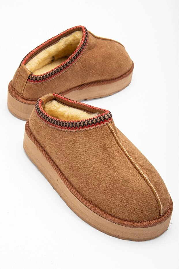 Women's Winter Thick Sole Fur Lined Suede Slippers & Home Shoes