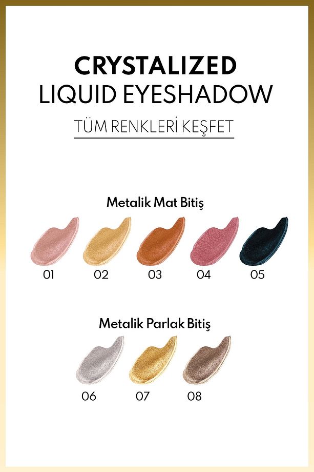 Crystalized Liquid Eyeshadow Likit Metalik Göz Farı - 07 Golden Theory - 4