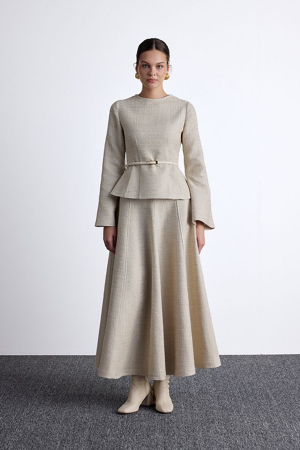 PEPLUM DETAYLI TÜVİT BLUZ BEJ - 4